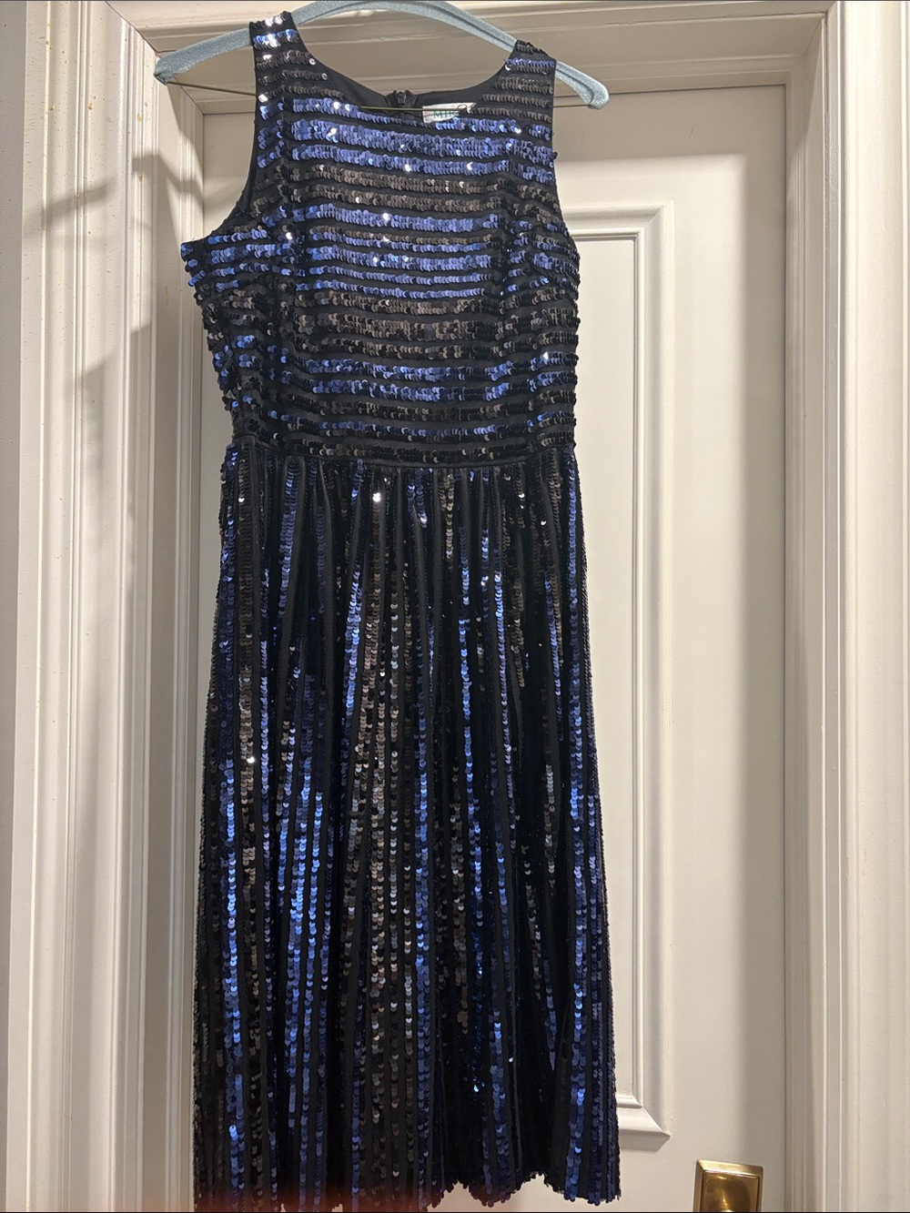 Miri black and navy sequin dress